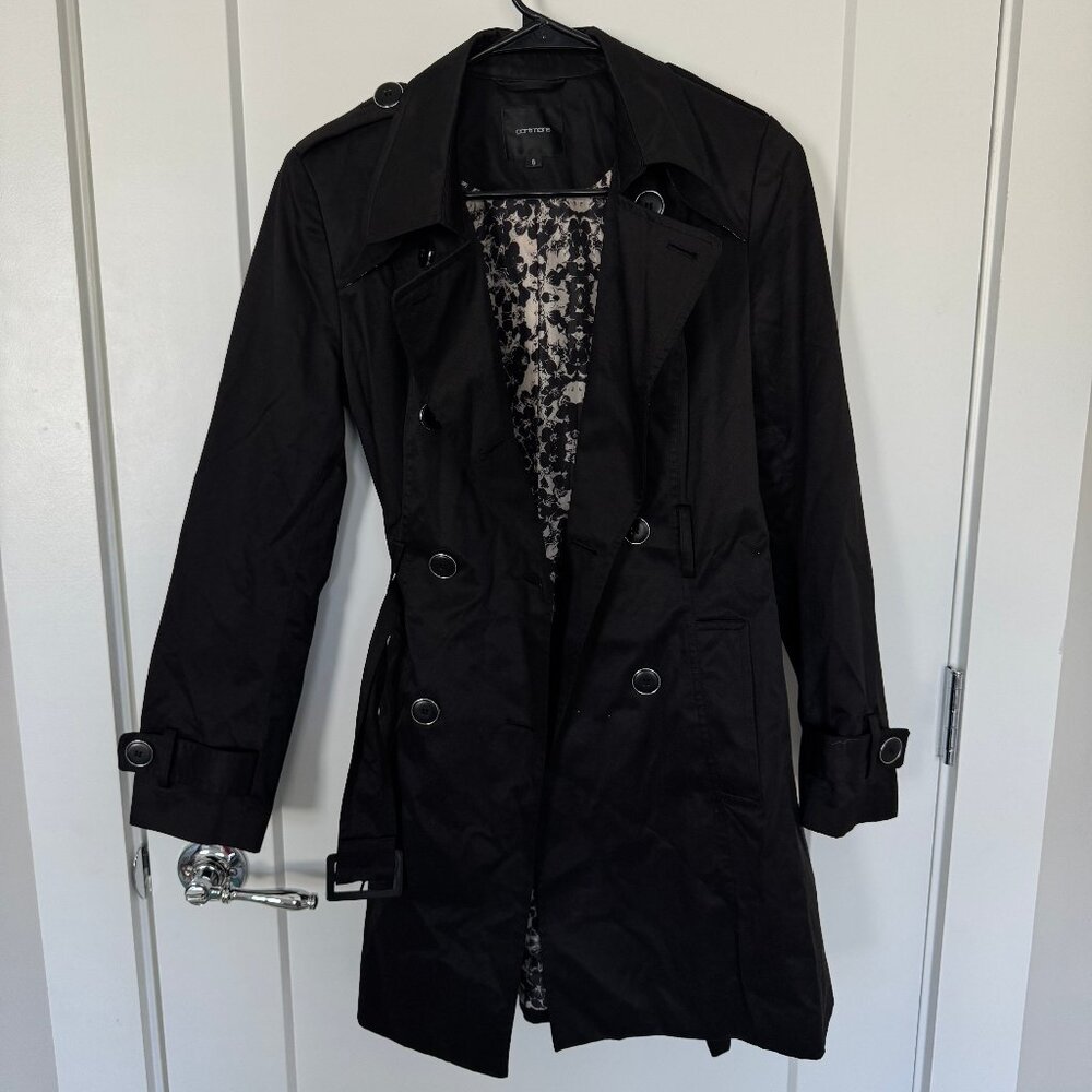 Vintage Portmans Black Trench Coat | Size S